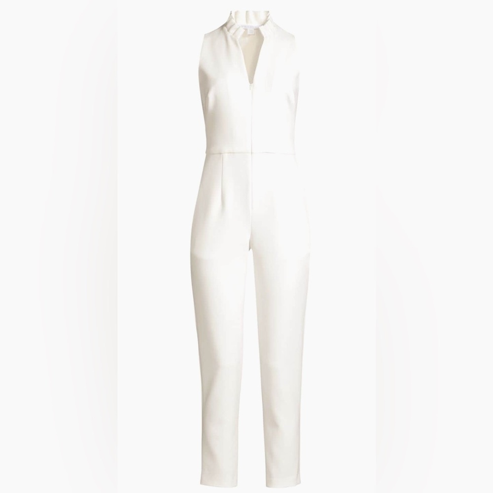 Black Halo Antoinette sleeveless jumpsuit, ankle length, white, size 8. NWT